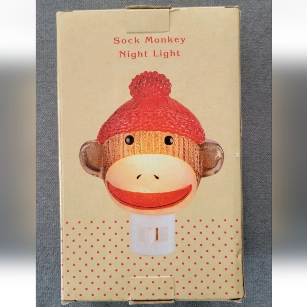 NIB Vintage Cracker Barrel Country Store Sock Monkey Night Light Y2k Brown Red